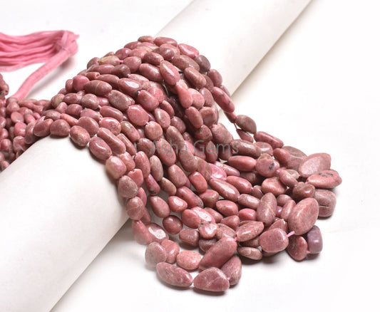 Beautiful Pink Rhodonite Smooth Nugget Gemstone Beads, Natural Rhodonite Handmade Uneven Tumble Shape Beads, Rhodonite Beads Jewelry Crafts