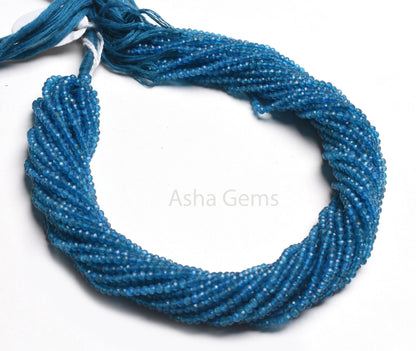 Super Top Quality Neon Apatite Micro Cut Beads,2.75mm AAA++ Apatite Faceted Machine Cut Rondelle Gemstone Beads, Neon Blue Apatite Bead SALE