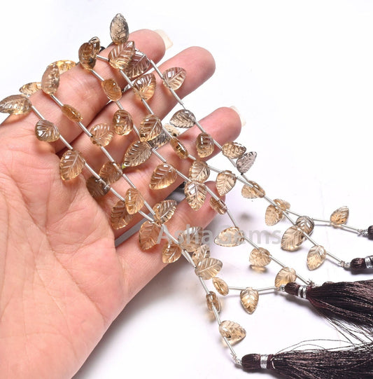 Beautiful Beer Quartz Fancy Leaves Shape Carving handmade Beads, AAA natural Bear Quartz Carve Pear Briolette Gemstone Teardrop Bead Jewelry