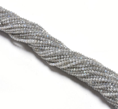 2.5mm Beautiful Labradorite Micro Cut Faceted Rondelle Beads, Natural Flash labradorite Machine Cut Gemstone Beads, Labradorite Bead Jewelry