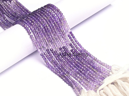 Fine Shaded Purple Amethyst Faceted Micro Cut Rondelle Beads,3 mm Natural Amethyst Machine Cut Gemstone Beads,13"Amethyst Bead Jewelry Craft