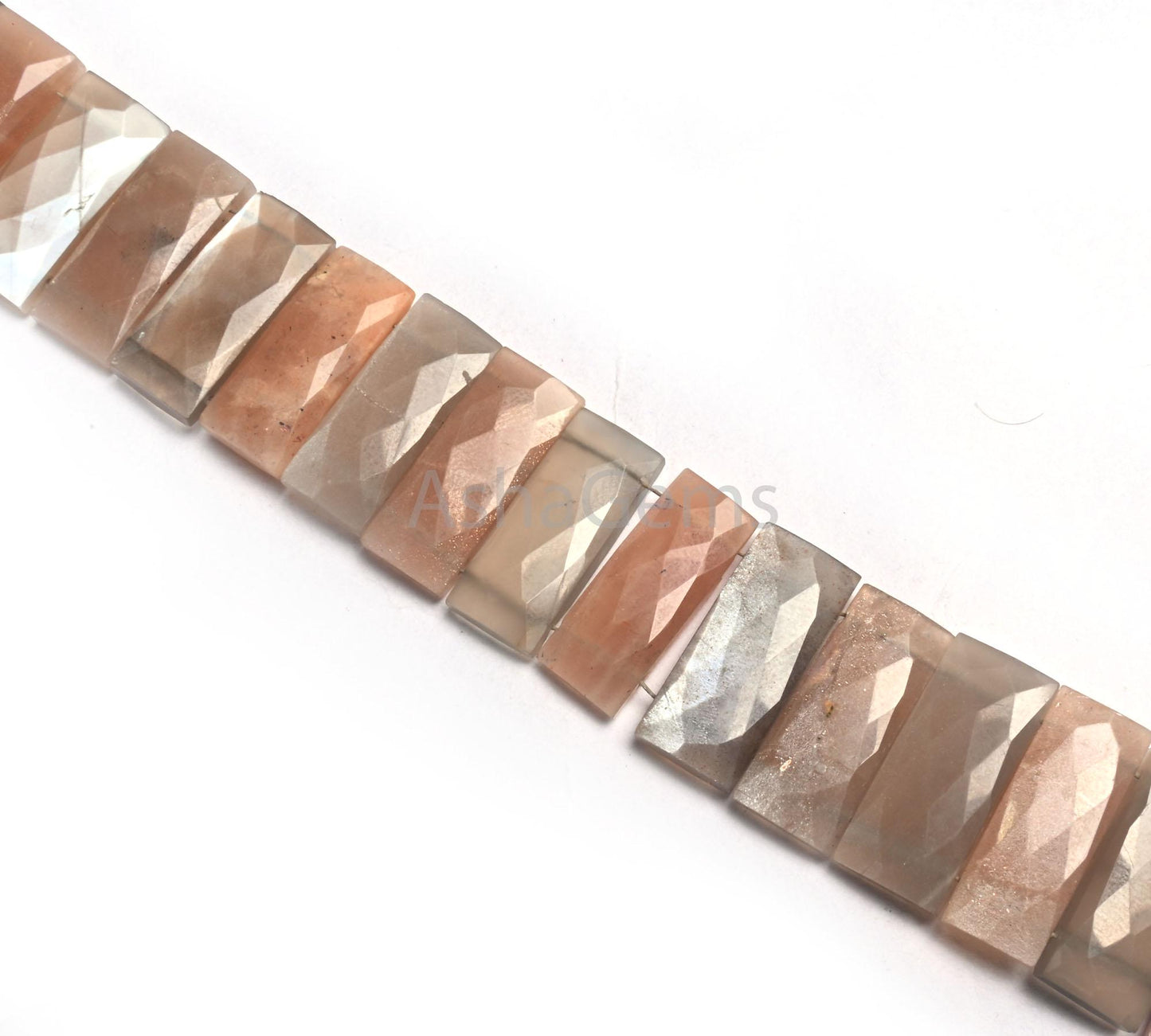 AAA Multi Peach Grey Moonstone Fancy Rectangle Faceted Gemstone Beads, Moonstone Chicklet Briolette Double Drill Moonstone For Bracelet SALE