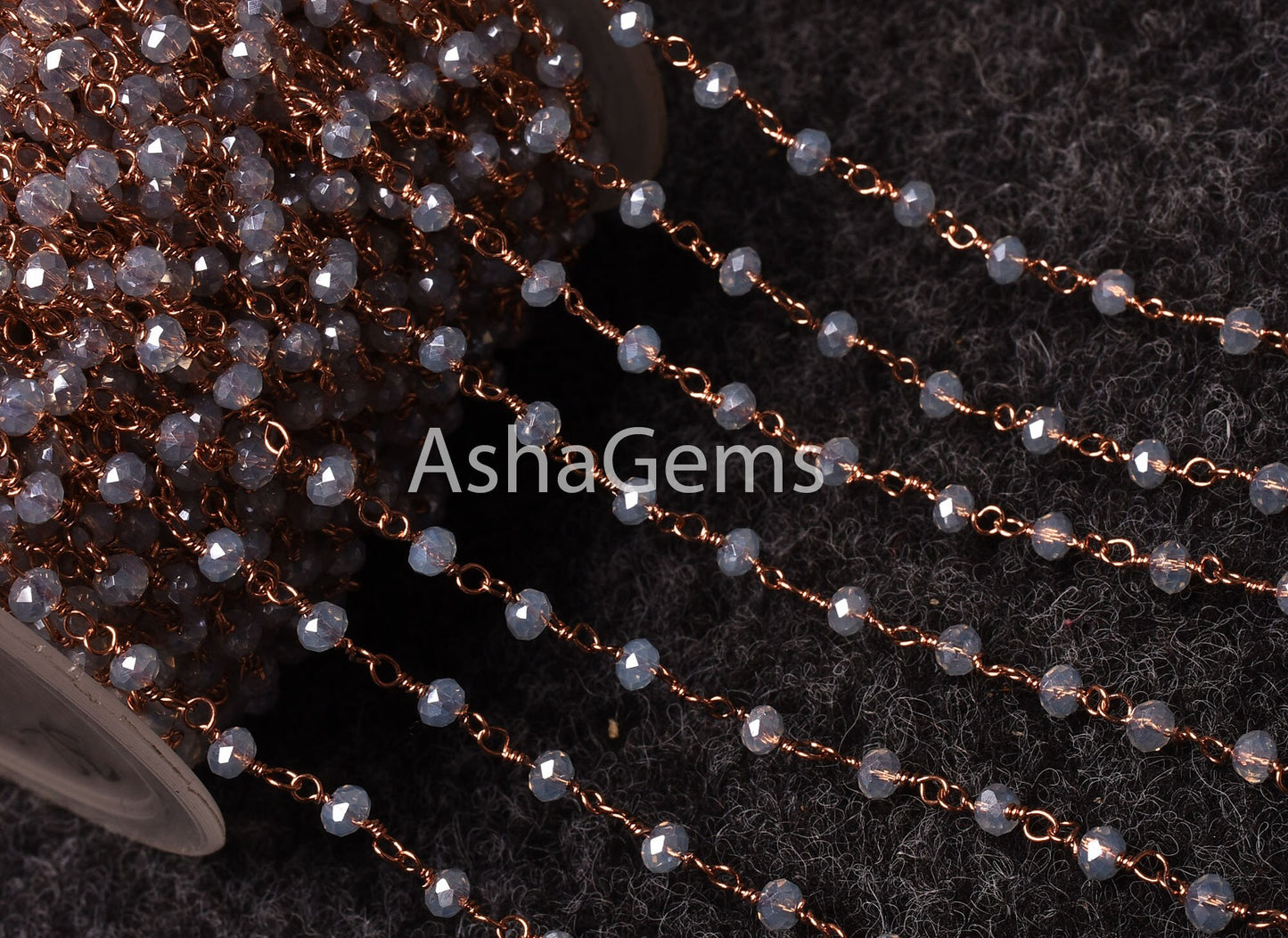 Beautiful Rainbow Moonstone Hydro Silver Coated Faceted Beads Rosary Chain By Feet,3mm Copper Plated Wire Wrap Bulk Chain For Jewelry Making