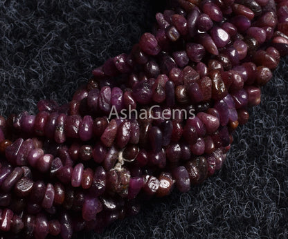 34" Strand Natural Ruby Uncut Chips Smooth Beads Gemstone, Natural Ruby Beads, AAA Quality Red Ruby Chip Tiny Nugget, Genuine Ruby Raw Beads