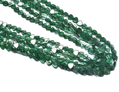 Beautiful Green Mica Smooth Handmade Heart Shape Beads,13" Natural Mica Margaj Plain Straight Drill Heart beads, Gemstone Fancy bead Jewelry