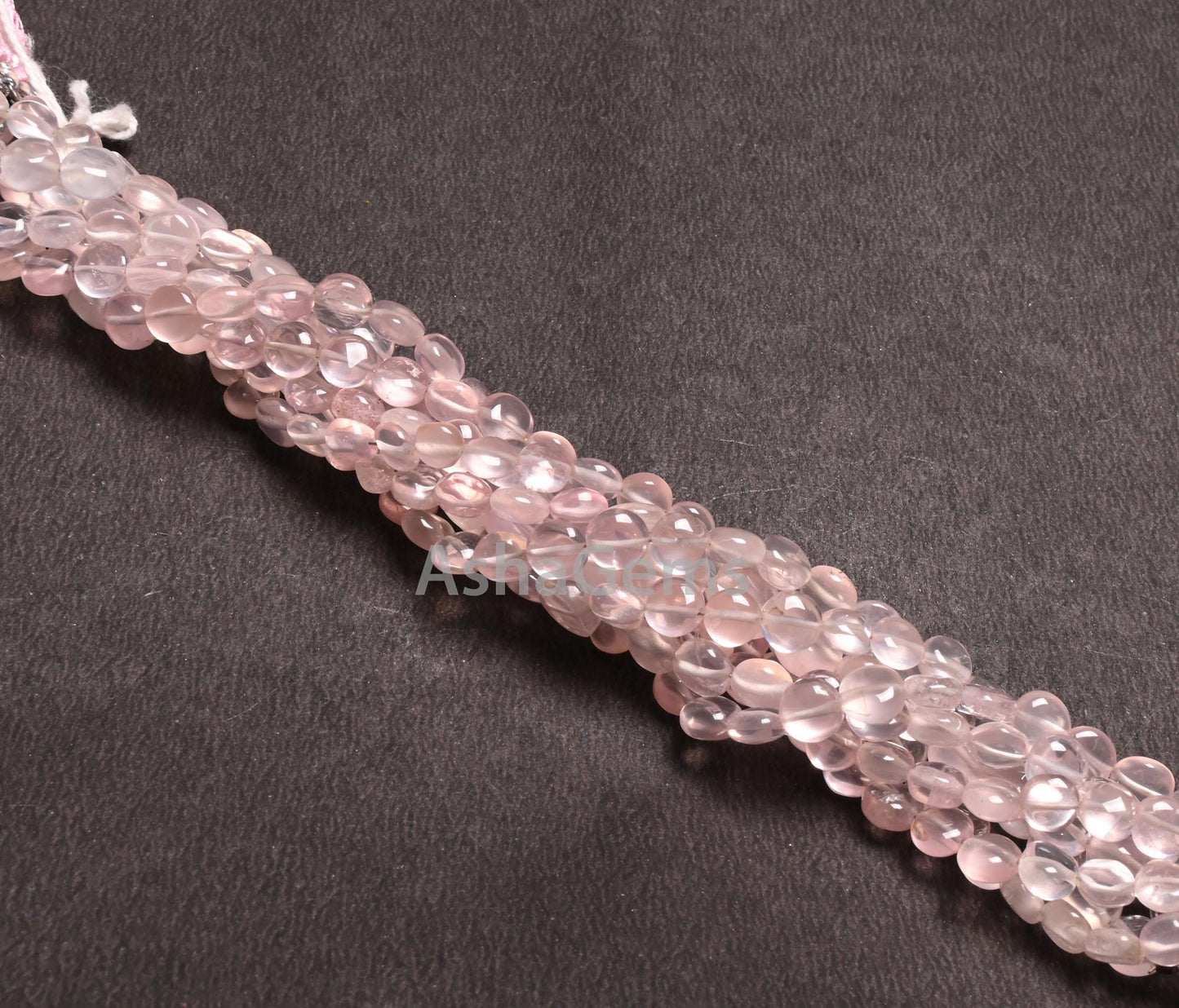Fine Pink Rose Quartz Smooth Coin Shape handmade Beads,8" Natural Rose Quartz Straight Drill Coin Gemstone Loose Beads Jewelry Making Crafts
