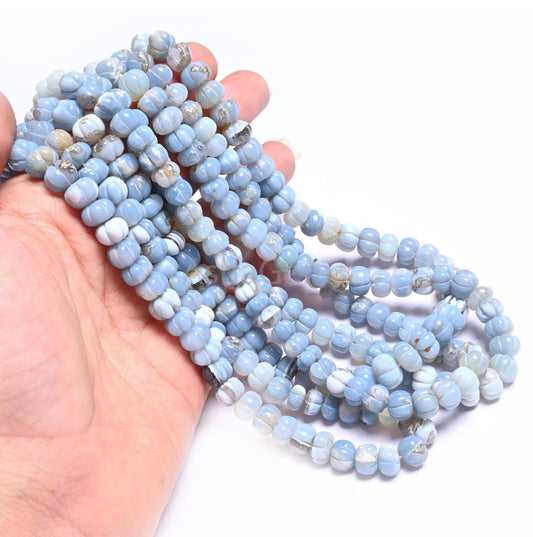 Beautiful Blue opal carving Watermelon beads,16" Shaded Blue Boulder Opal Carve Pumpkin Beads Hand Carved Gemstone Melon Bead Jewelry Crafts
