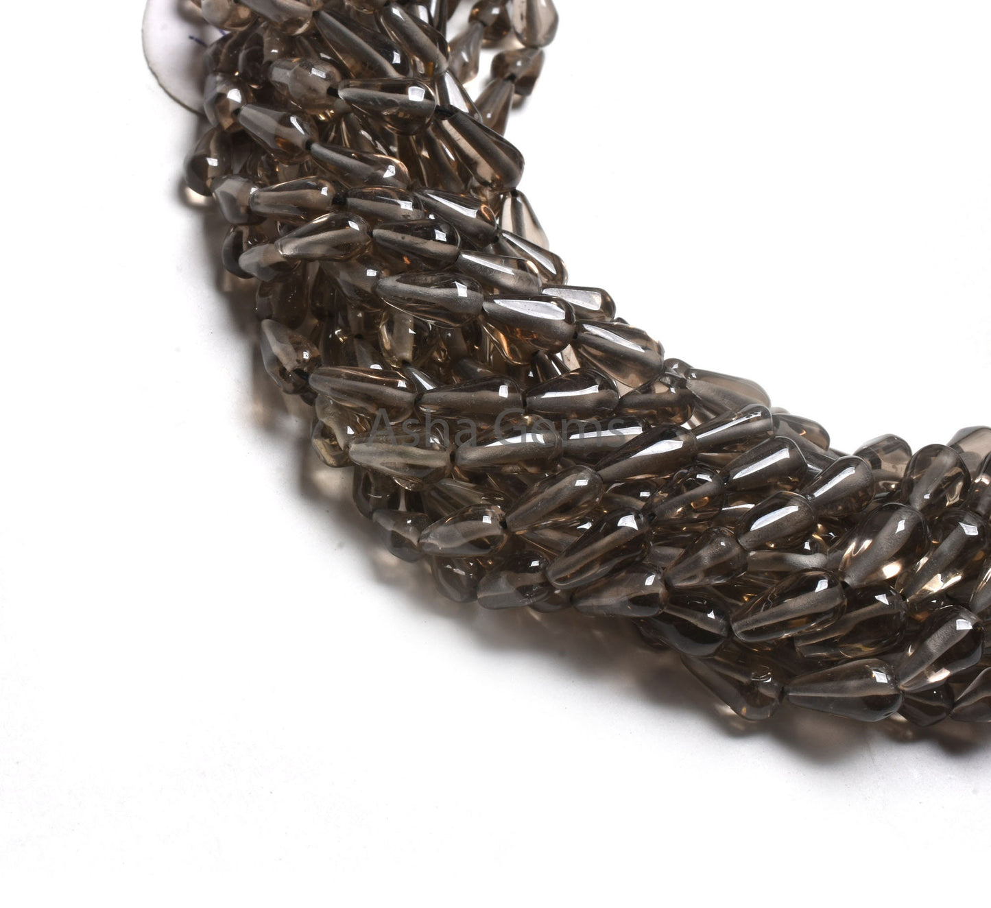 Beautiful Smoky Quartz Smooth Drops Shape Beads, Natural Smoky Straight Drill Teardrop Beads, Smoky Handmade Gemstone Loose Beads,14" Strand