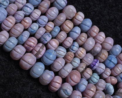 Beautiful Lavender Pink Blue Opal Carved Watermelon Beads, Opal Rondelle Shape Carving Melon Beads, Opal Pumpkin Bead For Jewelry Craft SALE
