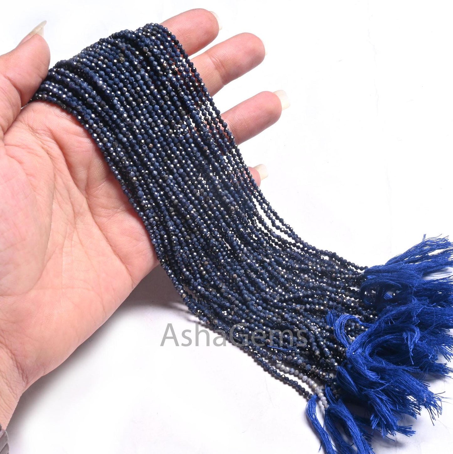 13" Real Blue Sapphire Micro Cut Gemstone Tiny Beads,2.2 mm Fine Natural sapphire Machine Cut faceted Rondelle Sapphire Beads Jewelry Crafts