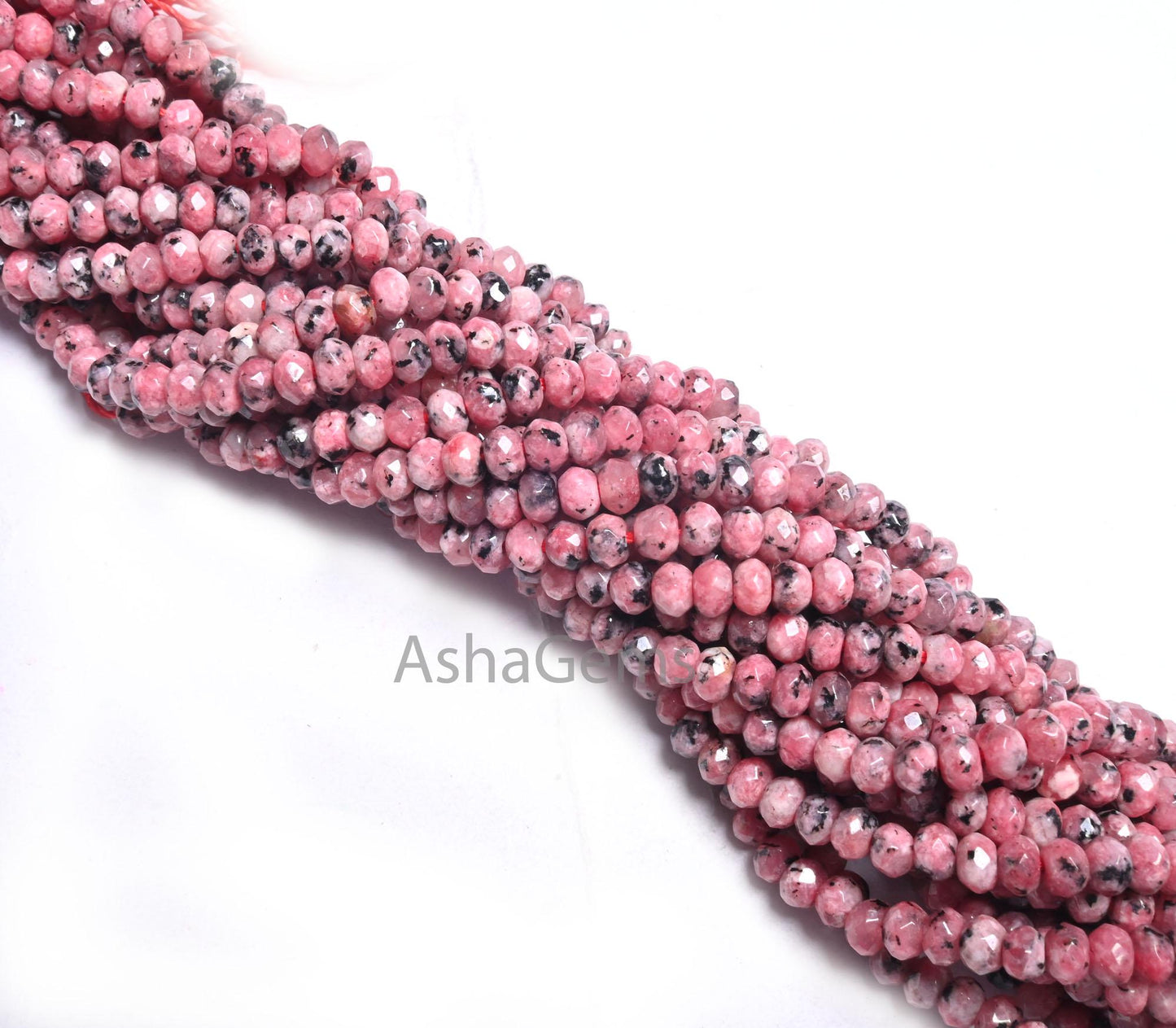 Beautiful Moss Pink Jade Quartz Faceted Rondelle Shape Beads, Fine Black Dot Rhodonite Color Jade Machine Cut Jade Quartz Beads Jewelry SALE
