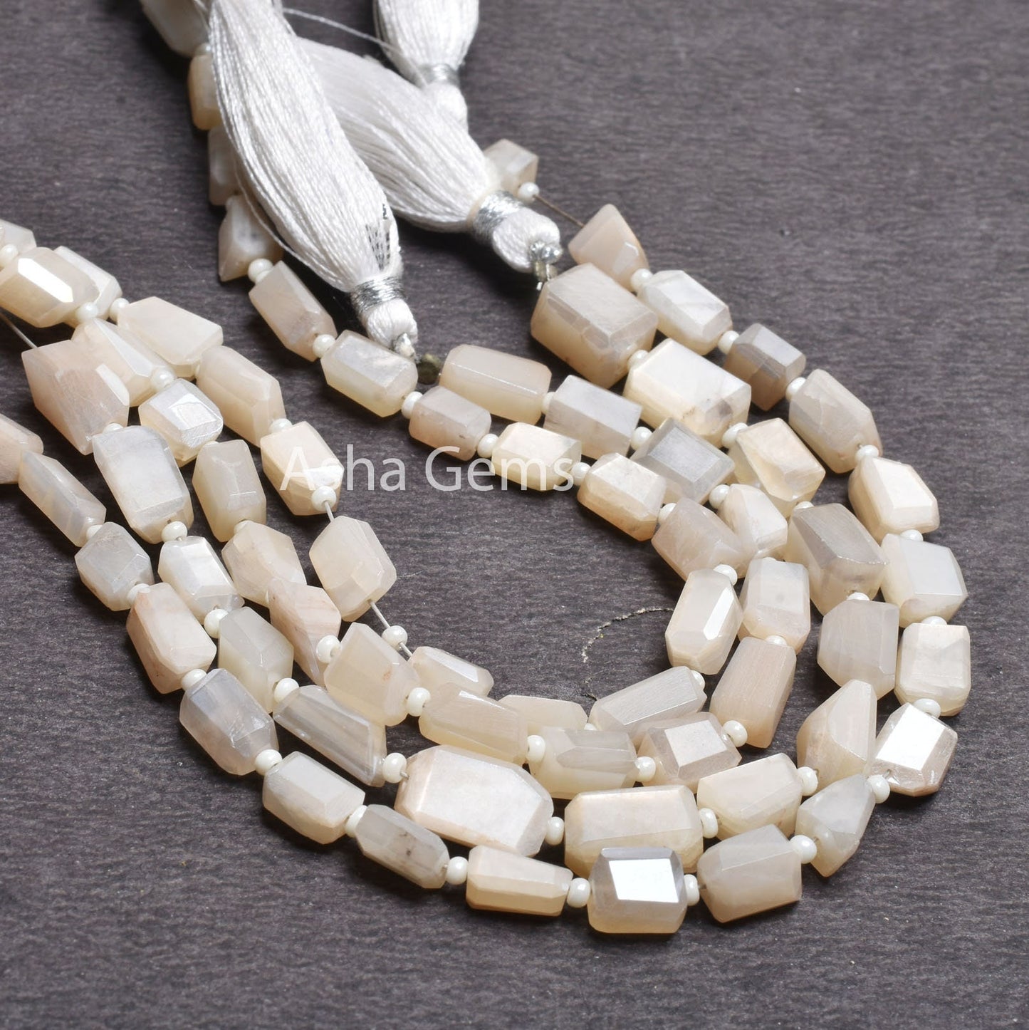 Beautiful Moonstone Silver Coated Faceted Nugget Shape Beads, White Moonstone Coated Tiny Nugget Gemstone Straight Drill Bead Jewelry Crafts (AG 22216)