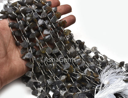 Beautiful Black sunstone Fancy Shape Beads,8" Strand Sunstone Side Drill Keri Shape Gemstone Handmade Beads Sunstone Beads For Jewelry Craft