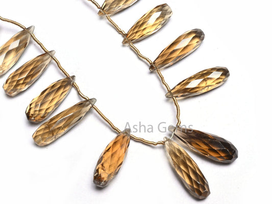 Fine Bear Quartz Fancy Long Drops Faceted Gemstone Beads,6.5-23 mm Natural Bear Quartz Side Drill Teardrop Briolette Bead Jewelry Craft SALE