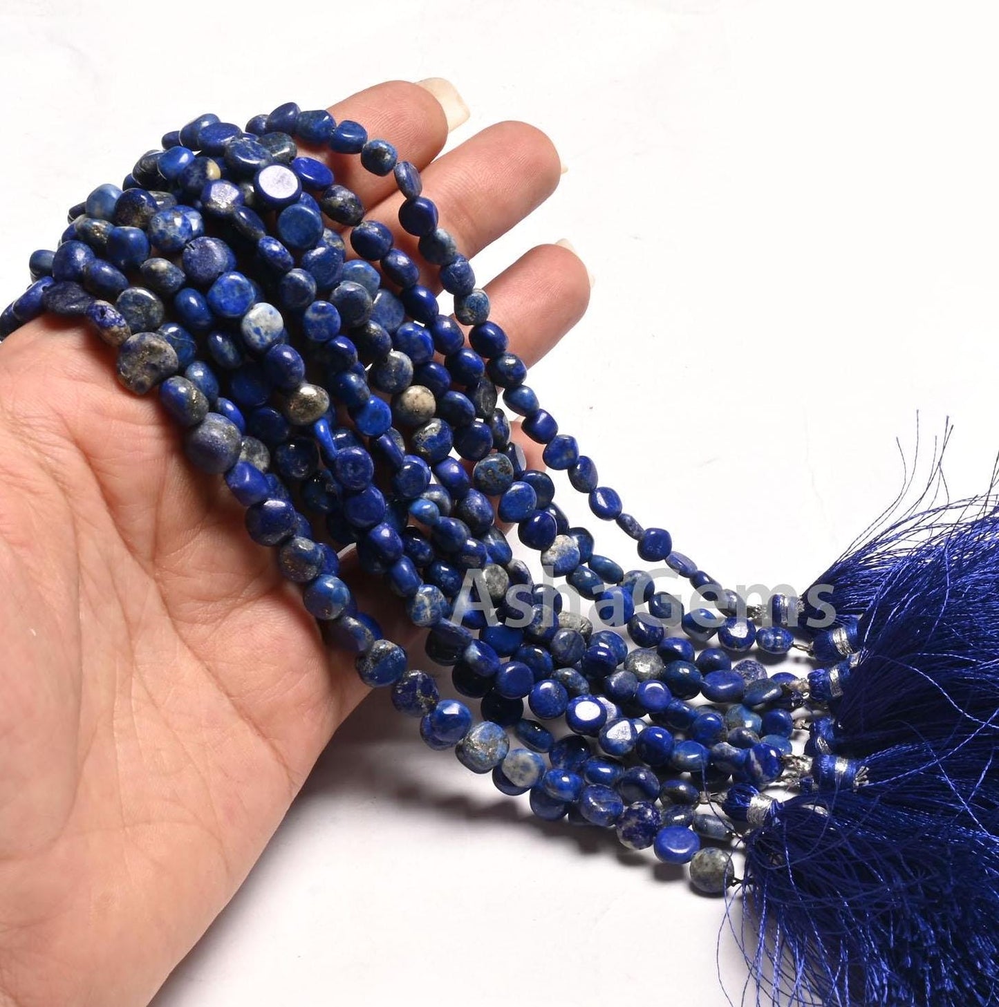 Natural Blue Lapis Smooth Coin Shape Gemstone Loose Beads,8" Lapis lazuli Plain Coin Handmade Straight Drill Beads, Lapis Bead Jewelry Craft