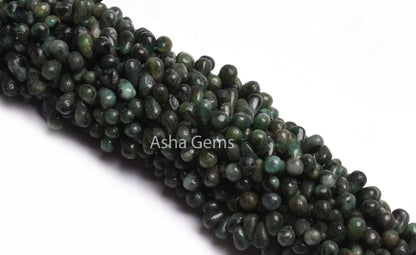 Emerald Smooth Drops Shape Gemstone Beads,13" Strand Natural Green Emerald Uneven Teardrop Handmade Beads, Side Drill Emerald Beads Jewelry