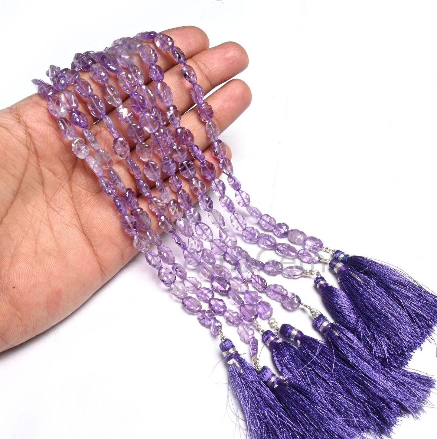 Natural Amethyst Smooth Oval Shape Carving Handmade Beads, Fine Shaded Purple Blue Amethyst Carved Oval Gemstone Amethyst Bead Jewelry SALE