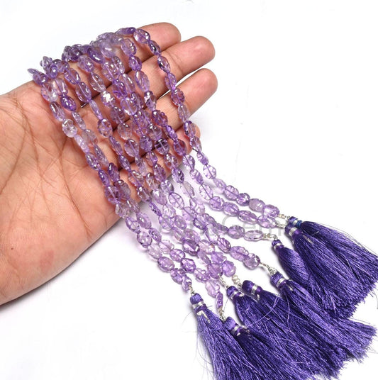 Natural Amethyst Smooth Oval Shape Carving Handmade Beads, Fine Shaded Purple Blue Amethyst Carved Oval Gemstone Amethyst Bead Jewelry SALE