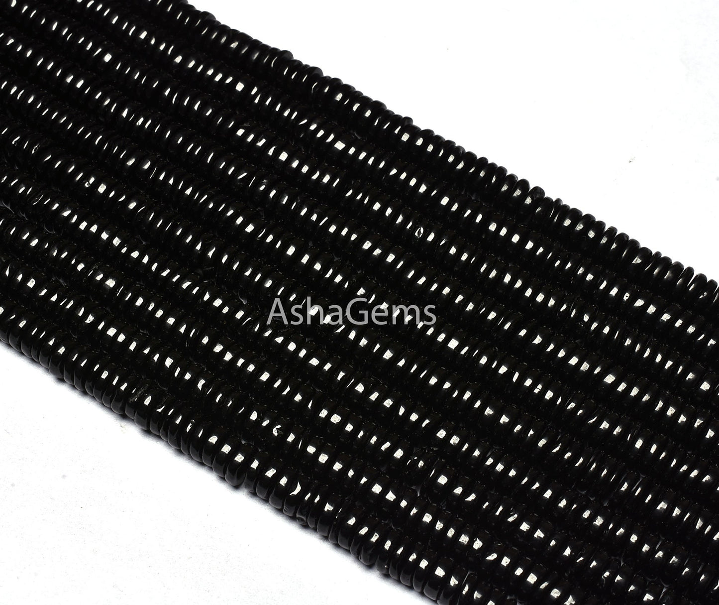 AAA Natural Black Spinel Smooth Tyre Shape Heishi Gemstone Beads,Spinel Smooth Tyre,Heishi Beads,Spinal Loose Beads Jewelry Making Crafts