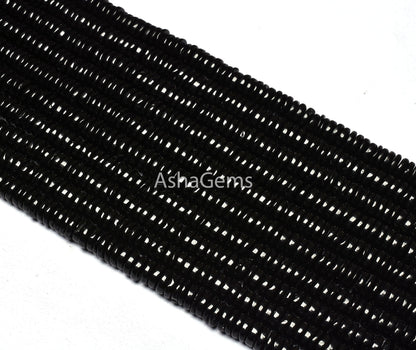 AAA Natural Black Spinel Smooth Tyre Shape Heishi Gemstone Beads,Spinel Smooth Tyre,Heishi Beads,Spinal Loose Beads Jewelry Making Crafts