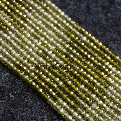 3 mm AAA Green Zircon Faceted Rondelle Beads,13" Strand Shaded Green Zircon machine Cut beads, Hina Green Cubic Zircon Beads Jewelry Crafts
