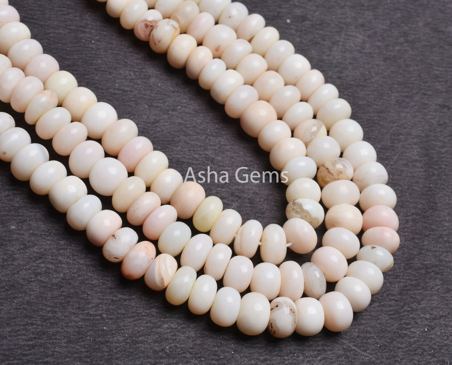 9 mm AAA Off White Light Peach Opal Smooth Rondelle Beads, Off White Opal Plain Handmade Gemstone Beads, Opal Bead Jewelry Making Craft SALE