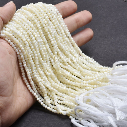 3.2mm Beautiful White Mother Of Pearl Micro Cut Rondelle Beads,Fine Natural Mop Machine Cut Gemstone Loose Bead Mother Of Pearl Jewelry SALE