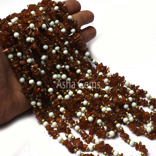 34" Strand Natural Hessonite Uncut Chips Beads, Brown Hessonite garnet Gemstone Raw Rough Smooth Tiny Beads, Hessonite Finding Bead Jewelry