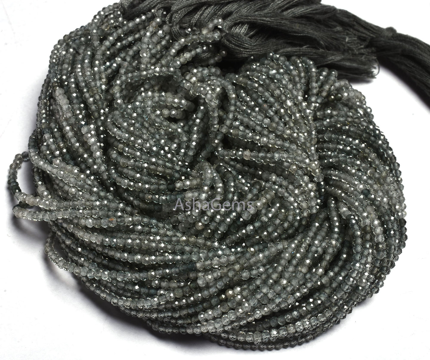 beautiful Shaded Green sapphire Faceted Rondelle Gemstone Beads, Rare Green sapphire Micro Faceted Bead Precious Sapphire Beads For Necklace