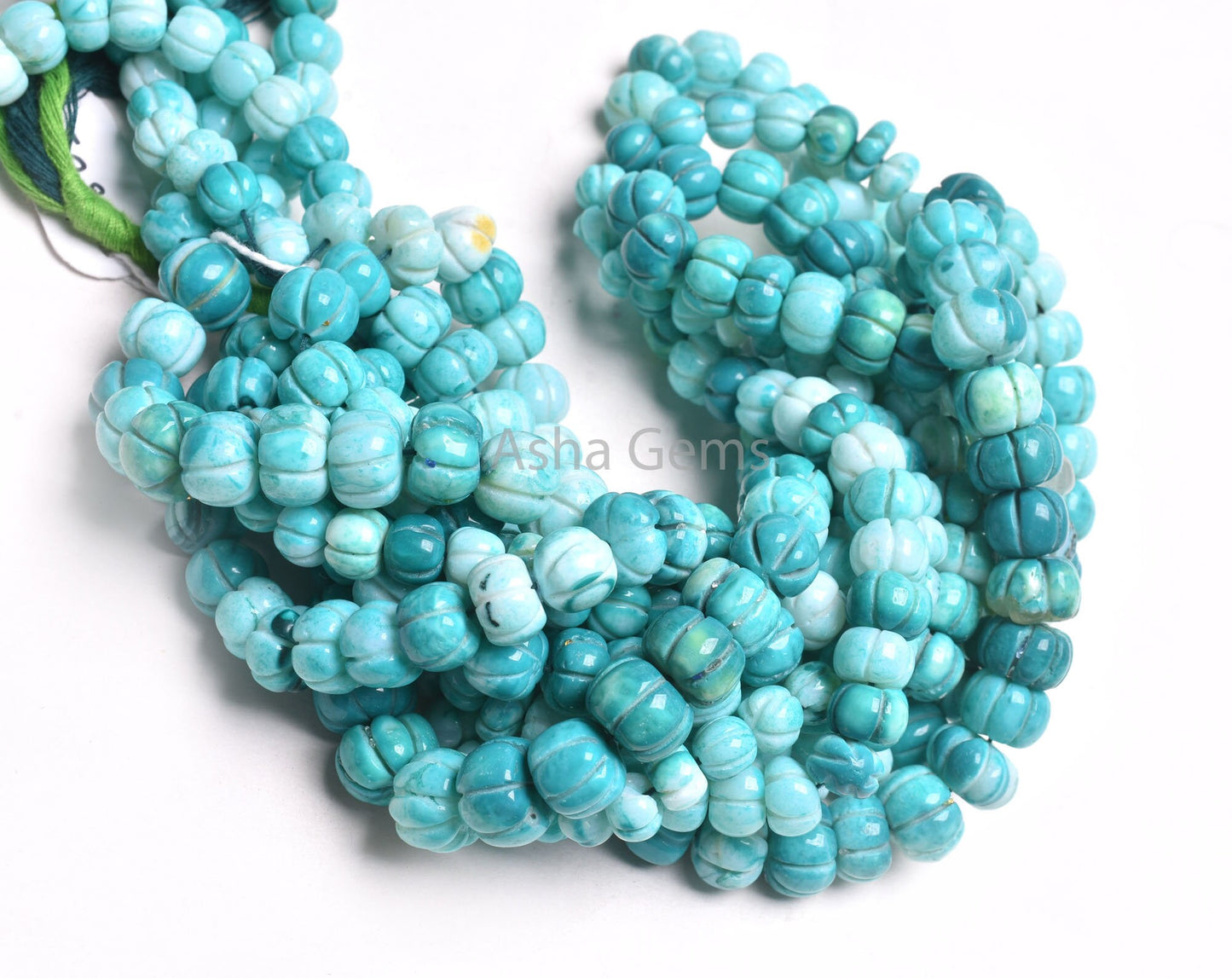 AAA Pine Green Opal Carving watermelon Beads,16"Strand Shaded Green Blue Opal carved Pumpkin Gemstone Handmade Beads Opal Carve Bead Jewelry
