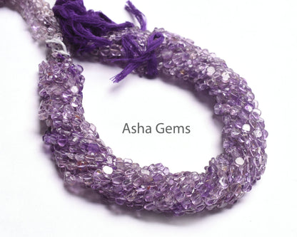 Natural amethyst Smooth Uneven Flat Coin Gemstone Beads,13" Strand Light Purple Amethyst Handmade Coin Straight Drill Beads, Amethyst Bead