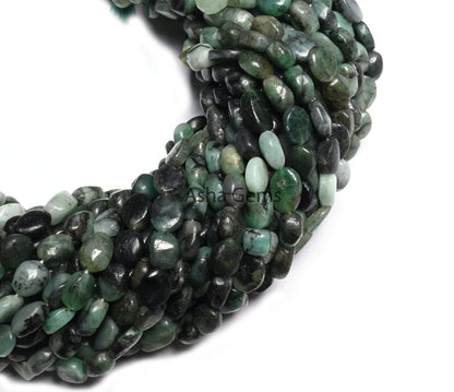 Beautiful Shaded Green Emerald Smooth Oval Gemstone Loose Beads,12.5" Natural Sakota Emerald Handmade Uneven Oval Emerald Beads Jewelry SALE