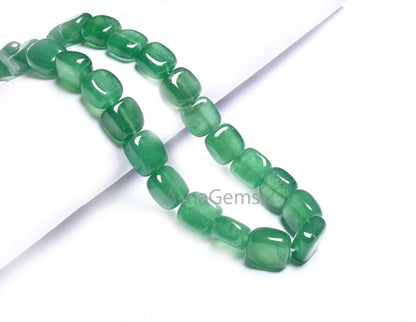 Beautiful Green Onyx Smooth Fancy Nugget Gemstone Beads,15" Fine Green Onyx Plain Handmade Square Shape Uneven Tumble Beads Necklace Jewelry