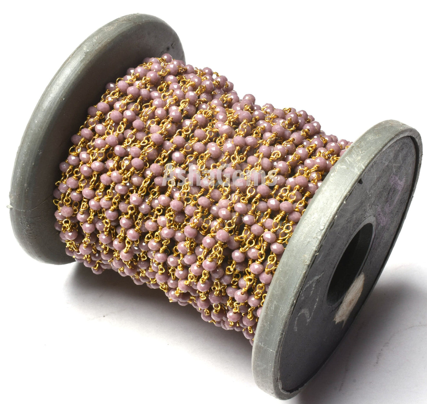 1,10,50 Feet Lavender Hydro Faceted Rondelle Beads Rosary Chain,3 mm Gold Plated Wire Wrap Beaded Handmade Rosary Chain Jewelry making Craft