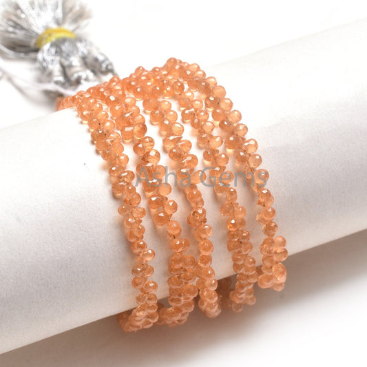 AAA Quality Fanta Garnet Drops faceted Beads,8"Strand Natural Orange Garnet Tiny Teardrop Gemstone Bead Spessartite Garnet Bead Jewelry SALE