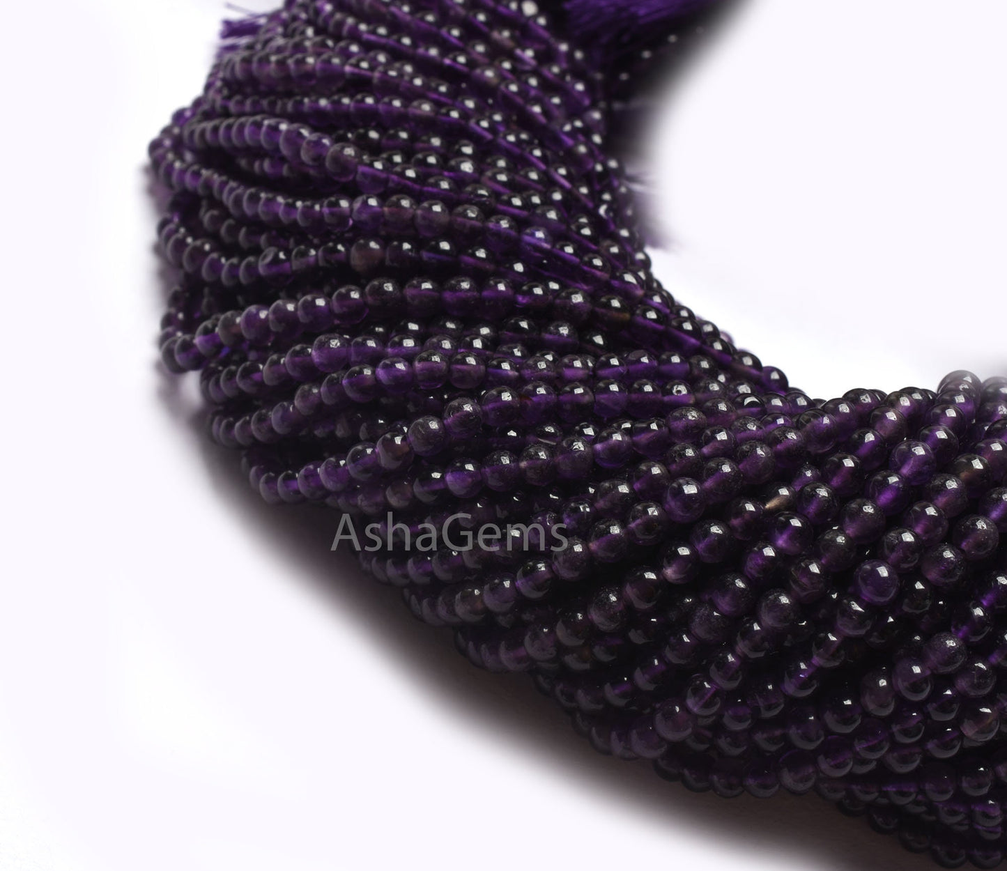Purple Amethyst Smooth Round ball Beads,13" Strand African Amethyst Beads,4 mm Fine Dark Purple Amethyst Plain Round Gemstone Beads Jewelry