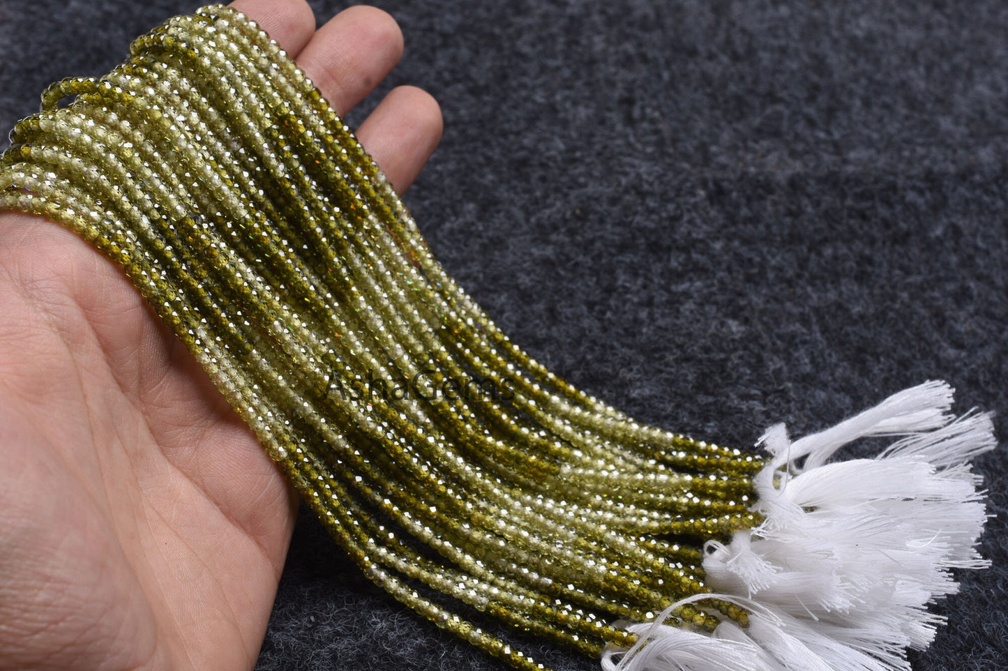 3 mm AAA Green Zircon Faceted Rondelle Beads,13" Strand Shaded Green Zircon machine Cut beads, Hina Green Cubic Zircon Beads Jewelry Crafts