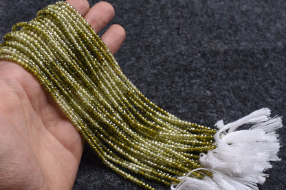 3 mm AAA Green Zircon Faceted Rondelle Beads,13" Strand Shaded Green Zircon machine Cut beads, Hina Green Cubic Zircon Beads Jewelry Crafts