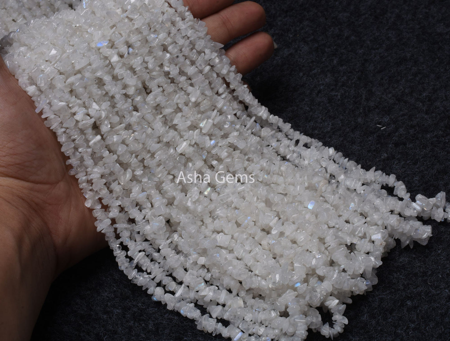 34" Strand Natural Rainbow Moonstone Uncut Chips Nugget Smooth Gemstone Beads, Blue Fire White Rainbow Raw Rough Beads, Moonstone Beads SALE