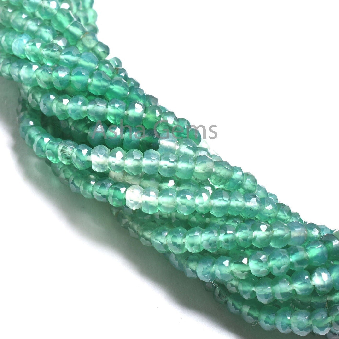 3.5 mm AAA Quality Shaded Green Onyx Faceted Rondelle Beads, Green Onyx Indian Machine Cut Gemstone Beads, Onyx Beads Jewelry Making Crafts