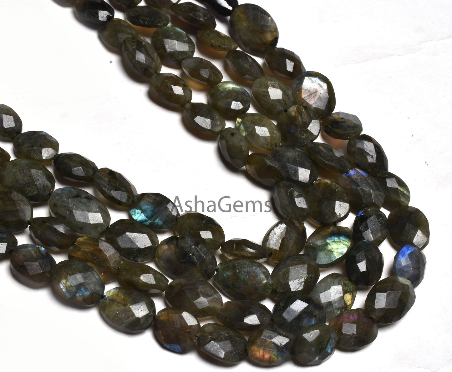 Labradorite Faceted Oval Shape Gemstone Loose Beads,10" Strand Multi Flash Labradorite Oval Beads, Black Rainbow Briolette Beads For Jewelry