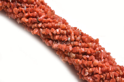 Natural Red Coral Uncut Chips Beads,34"Strand Real Coral Smooth Raw Rough Tiny Moonga Gemstone Precious Beads, Fine Coral Bead Jewelry Craft