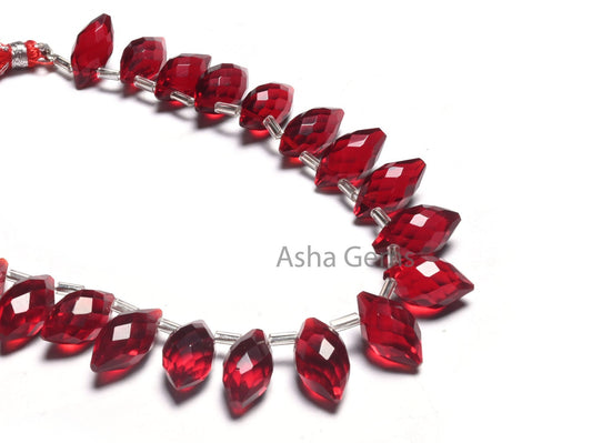 Beautiful Red Quartz Hydro Fancy Barrel Shape Faceted Beads, AAA Red Ruby Color Hydro Fancy Loi Shape Pointed Briolette Beads Jewelry Crafts