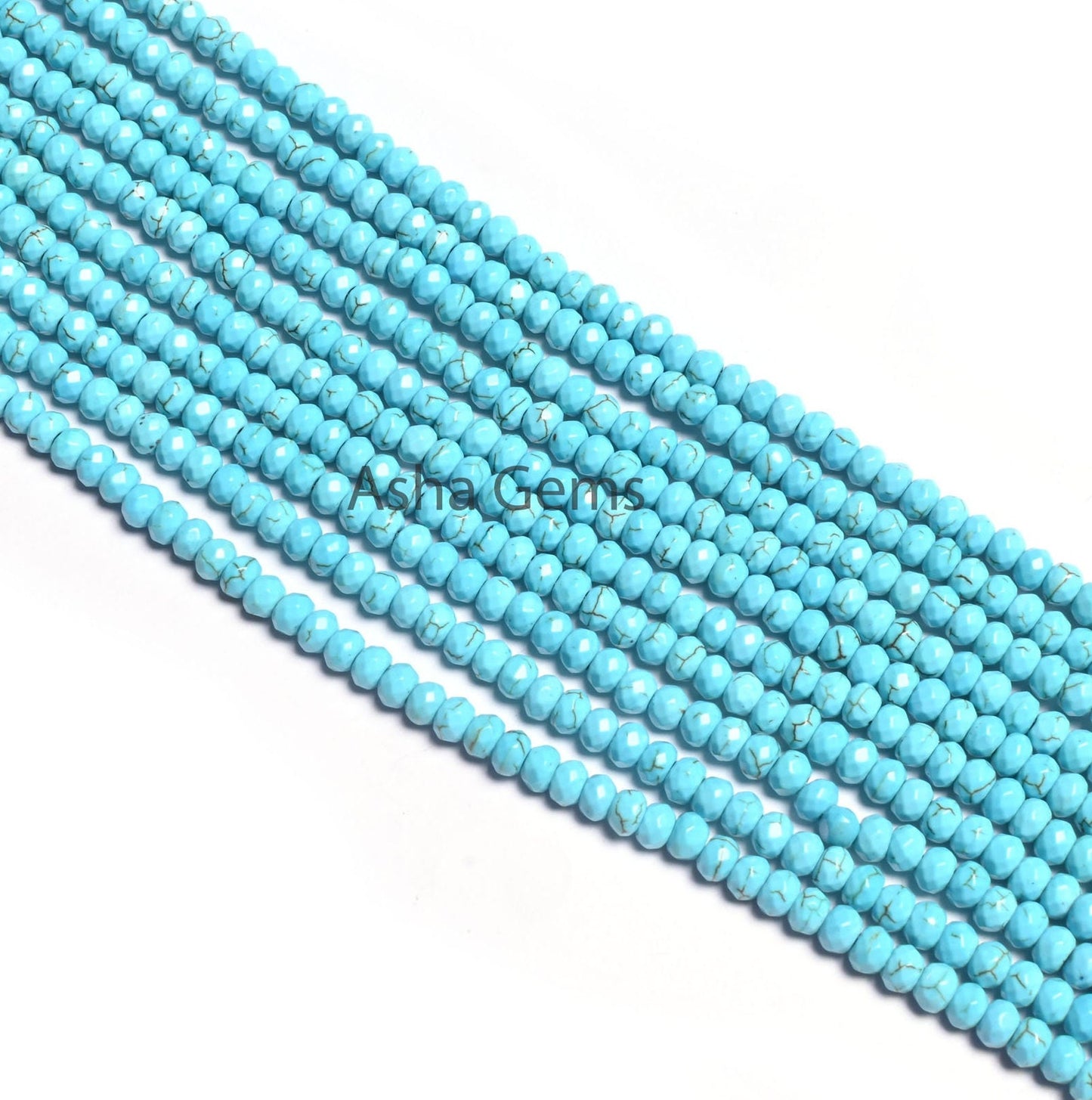 4.5 mm Beautiful Blue Jade faceted Rondelle Shape Beads,14" Strand Blue Turquoise Color Jade Quartz machine cut Gemstone Bead Jewelry Making