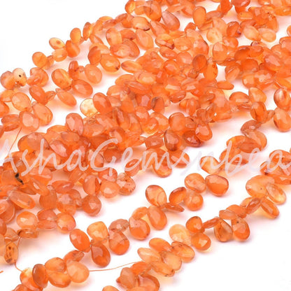 Beautiful Orange Carnelian Pears Shape Faceted Gemstone Beads, Cornelian Teardrop Briolette Side Drill Beads Carnelian Bead Jewelry makings