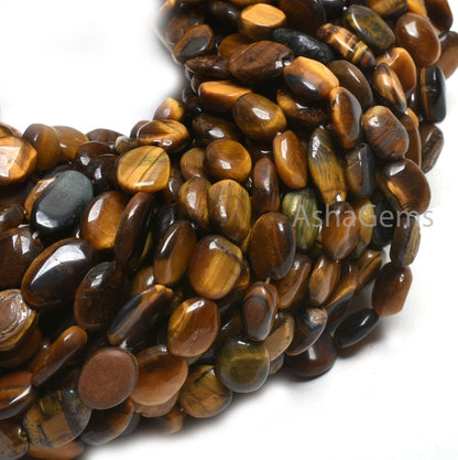 Beautiful Tiger Eye Smooth Nugget Shape Beads,12.5 inch Fine Natural Shaded Tiger Eye Uneven Nugget Gemstone Loose bead Jewelry Making Craft