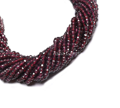 Natural Garnet Indian machine Cut Rondelle Gemstone Loose Beads,13" Strand Red Garnet Faceted Beads, Fine garnet Beads Jewelry Making Crafts