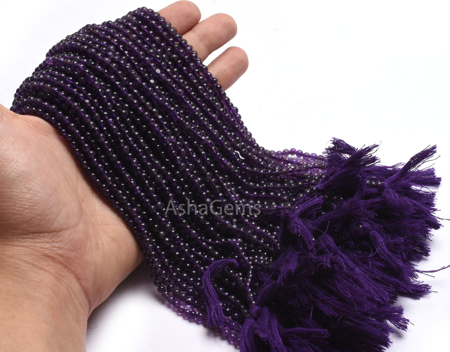 Purple Amethyst Smooth Round ball Beads,13" Strand African Amethyst Beads,4 mm Fine Dark Purple Amethyst Plain Round Gemstone Beads Jewelry