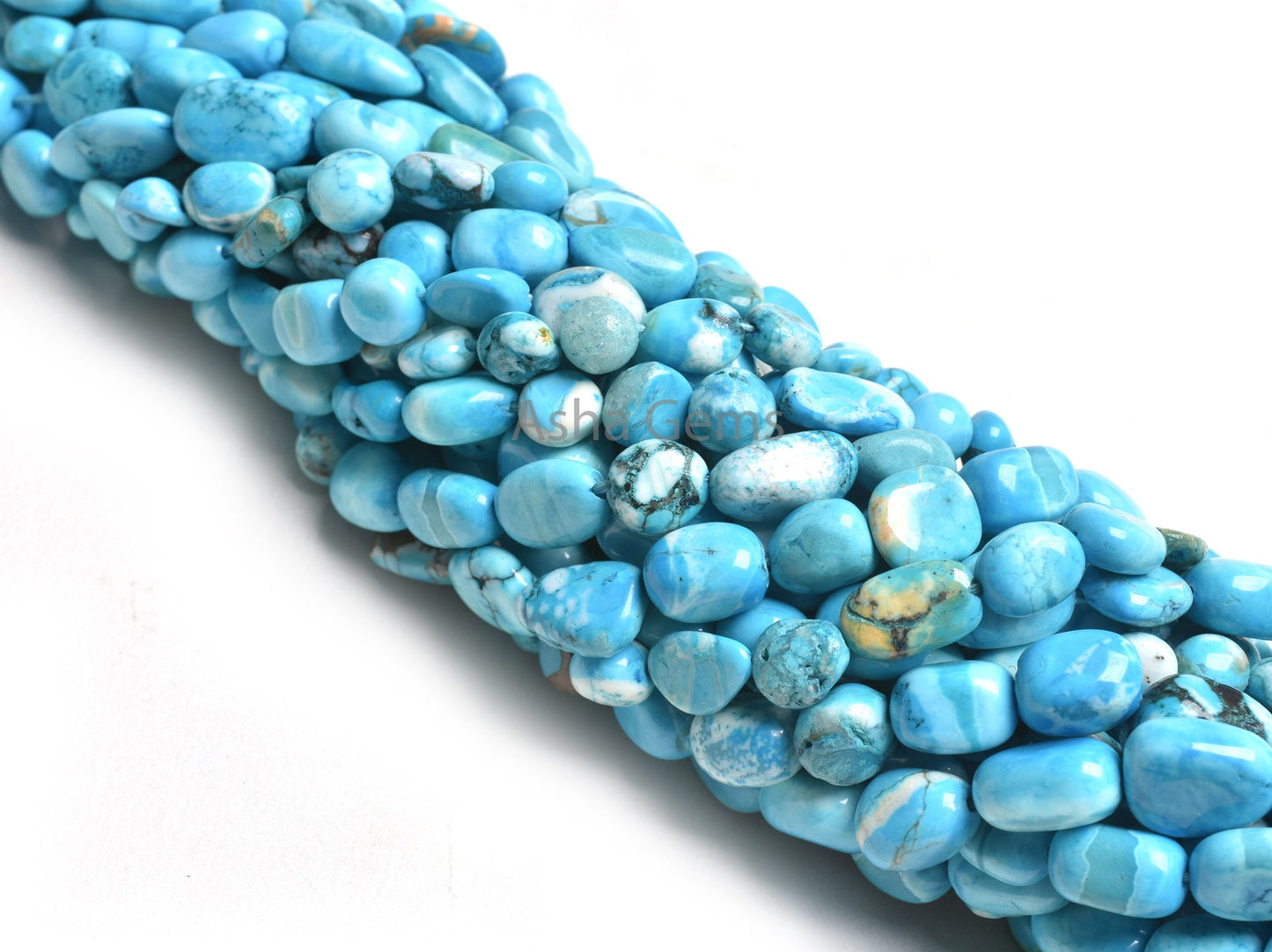 Beautiful Turquoise Howlite Smooth Nugget Gemstone Beads Sky Blue Turquoise Howlite Plain Uneven Nugget Straight Drill Handmade Bead Jewelry