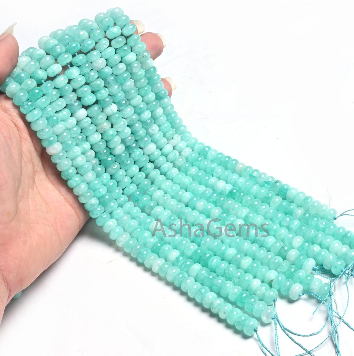 Fine Quality Peru Blue Color Jade Quartz Smooth Rondelle Gemstone Loose Beads,8 mm Neon Sky Blue Quartz Beads Jewelry making Necklace Crafts